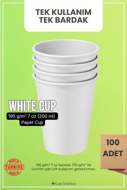 7 oz 200 ml white cardboard cup - disposable leakproof paper cup