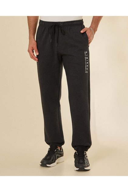 Men Charcoal Printed Jogger Sweatpants
