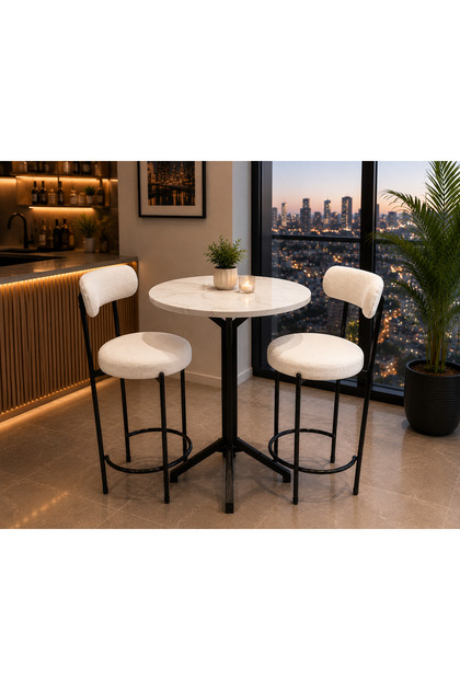 Masa Bar Masası 2li Mutfak Seti Mutfak 1 Masa 2 Sandalye Mutfak Masası Yemek Masası balkon 2 Kişilik Masa