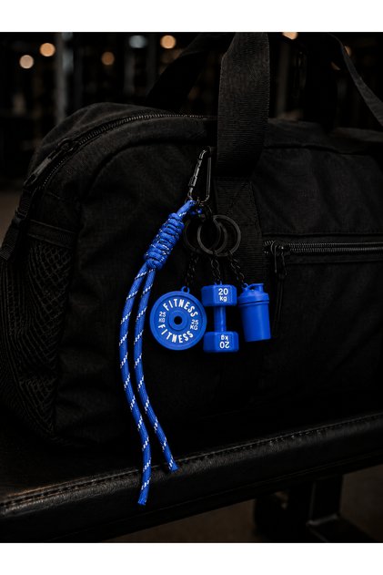 Fitness Charm Keychain | Dumbbell, Weight Plate, and Shaker Figure Sports Bag Ornament