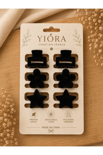 Set of 6 Velvet Black Mixed Small Latch Buckles 2.5cm