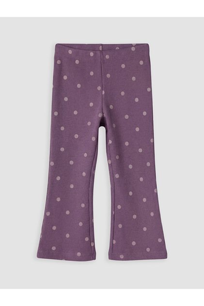 Ozmarka New Season Purple Polka Dot Girls' Spanish Flared Leggings Trousers