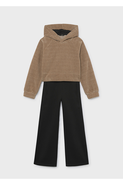 Girl's Knitted Hooded Sweatshirt Tracksuit Set 7859