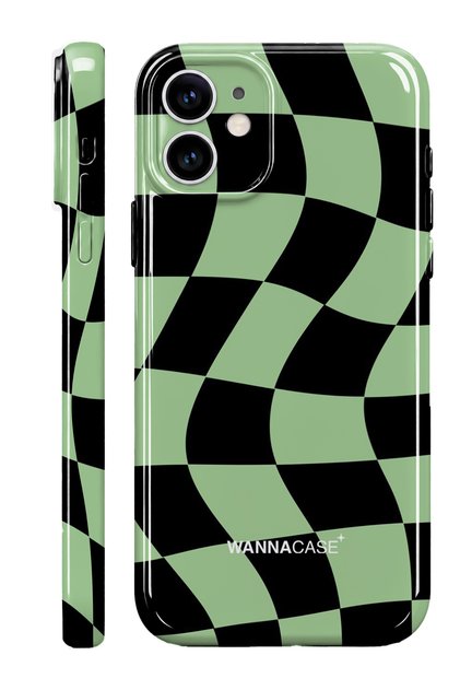 Iphone 11 checkmate green essential slim full cover glossy print camera protected hard phone case