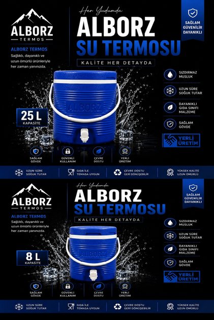 Water Thermos with Tap 25 Liters and 8 Liters Picnic Thermos Cold Drink Thermos Suitable for Food Contact Domestic Production