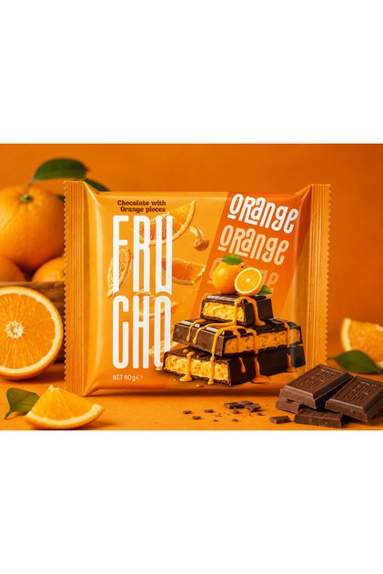 Fru Cho Portakal Parçacıklı Çikolata – 80 g X 6Adet