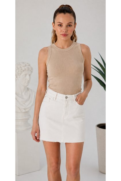 Zargo Model Fitted/Fitted Wide Ribbed Halter Neck Ribbed Stretch Knitted Crop Blouse