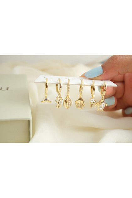 Çkp6022 Sea Themed 6-Piece Earring Set