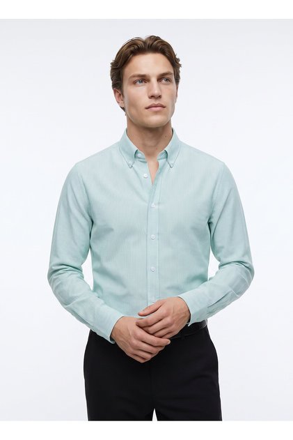 Yeşil Erkek Düğmeli Tailored Fit Gömlek ACE201262278