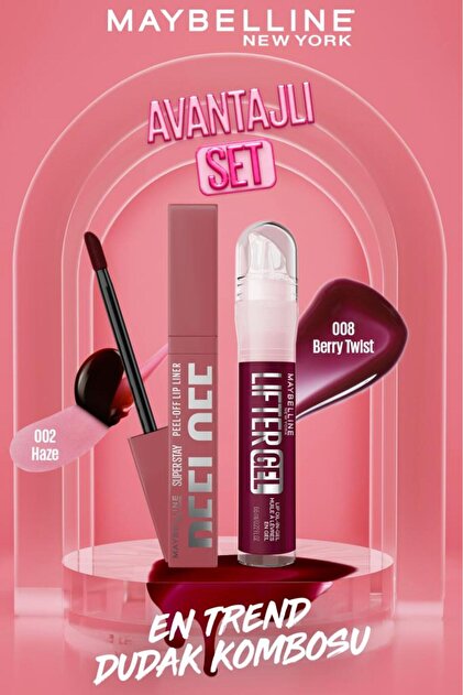 Super Stay Dudak Tinti Peel Off 002 Haze&Lifter Gel Dudak Parlatıcı 008 Berry Twist Dudak Kombo