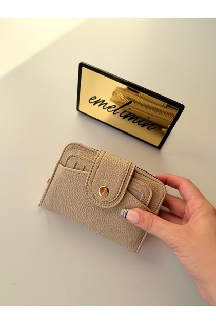 Women's Mink Wallet with Removable Card Holder and Snap Fastener, Multi-Compartment Mini Wallet