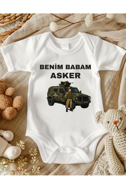 Benim Babam Asker Yazılı Bebek Zıbın