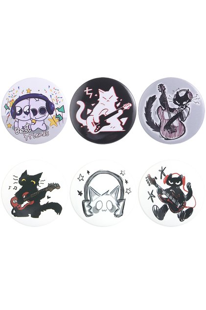 TZ2572 Funny Tinplate Pins Set Cats Dog Memes Dreamy Stars Collection Brooches Sweet Strawberry Musi