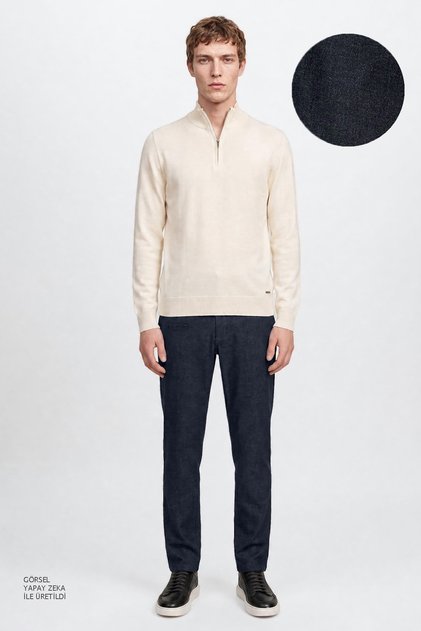 Men's Navy Blue Cotton Slim Fit Slim Fit Side Pocket Casual Stretchable Trousers