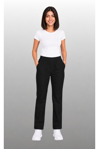 Women's Elastic Waist White, Navy Blue, Black Lycra Belinda Fabric Doctor Medical Single Bottom Trousers