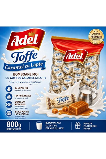TOFFE BOMBOANE LAPTE 800 GR
