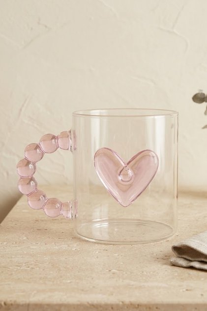 Γυάλινη κούπα 400 ml από βοριοπυριτικό γυαλί με σχήμα καρδιάς και λαβή