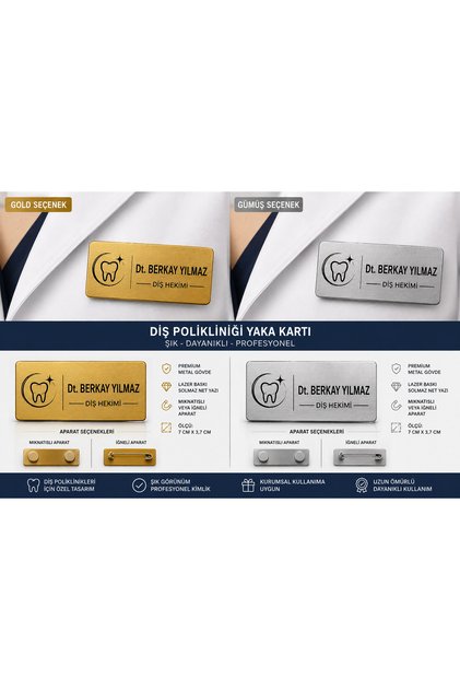 Dentist-Assistant Id Badge Metal 2 Pieces Premium