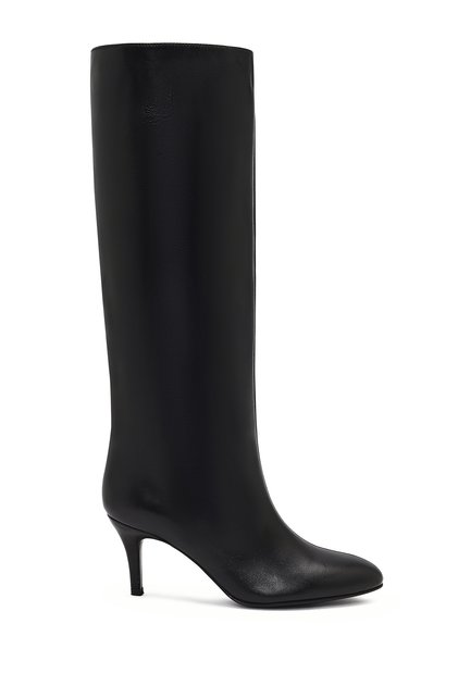 Women's Black Thin Heeled Leather Boots Wf160005Dv
