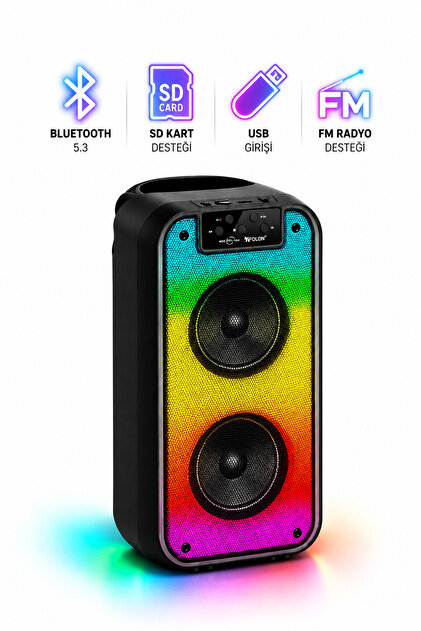 Abbruch Taşınabilir Bluetooth RGB Işıklı Hoparlör Çift Hoparlörlü