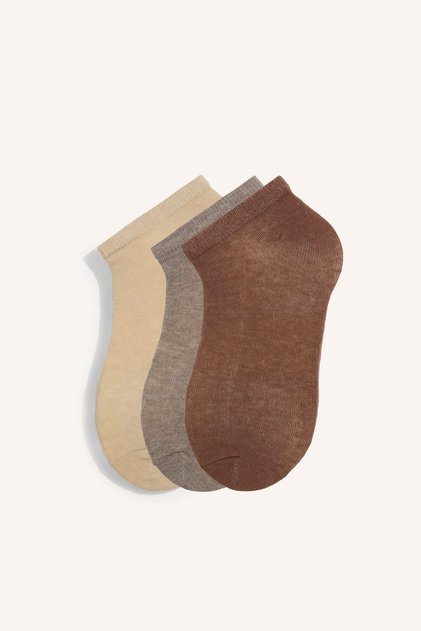 Women's 3-Piece Cotton Textured Booties Socks I2944Axns