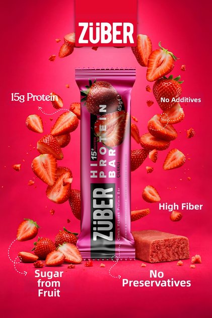 Hi Protein Strawberry High Protein Bar 45g X 12 Pieces (15g Protein)