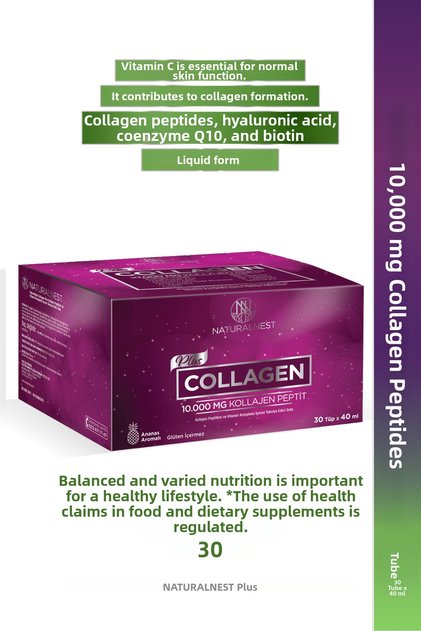 Collagen Plus 10,000 Mg 30 Liquid Pineapple Flavored - Collagen Peptides, Hyaluronic Acid, Coenzyme Q10