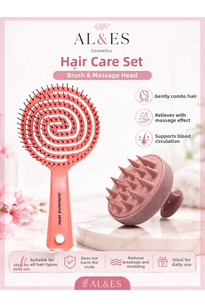 2-Piece Hair Care Set - Curly Hair Enhancing Comb & Silicone Hair Massage Cap