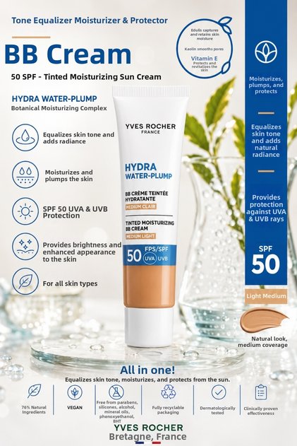 Light Medium Tone Color Moisturizing Sunscreen Spf 50 - Skin Tone Equalizer Radiant Bb Cream - 40 ml