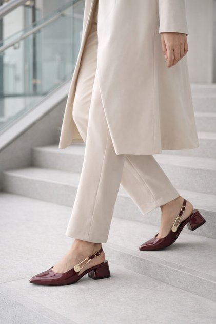 Bologna Women's Patent Leather Heeled Ballerina Shoes – 5 cm Heel, Casual and Office Elegance 1103
