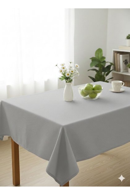 Duck Fabric Liquid-Proof Stain-Resistant Tablecloth, Dining Table Cover Multi-Purpose Gray