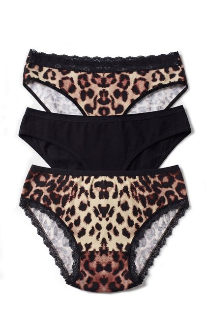 Women's Panties 3-Piece Leopard Pattern (90% Viscose - 10% Elastane)