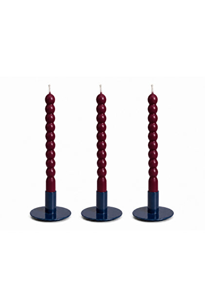 Bubble model 3’lü bordo şamdan mumu