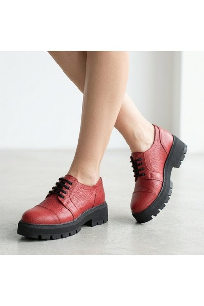 Pantofi casual roșii cu șiret