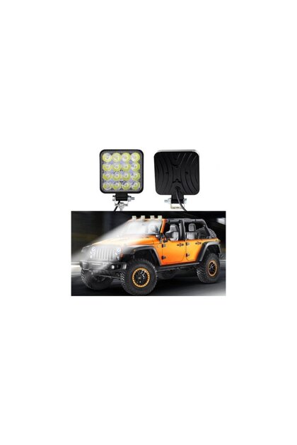 Off Road Sis Farı - Lamba 16 Led Kare Çalışma Lambası 2 Adet