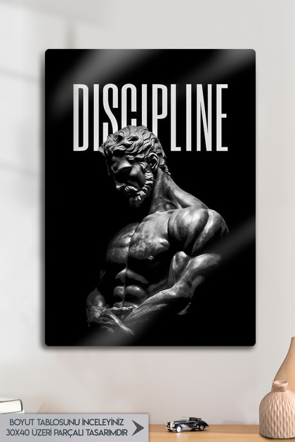 Metal Baskı - Discipline, Heykel, Motivasyon Fitness, Disiplin Dekoratif Tablo