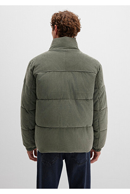 Mavi Dik Yaka Yeşil Kadife Ceket Loose Fit / Bol Rahat Kesim