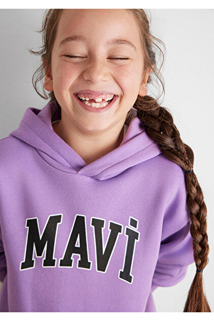 Mavi Logo Baskılı Kapüşonlu Mor Sweatshirt 7610035-70586 - Fiyatı