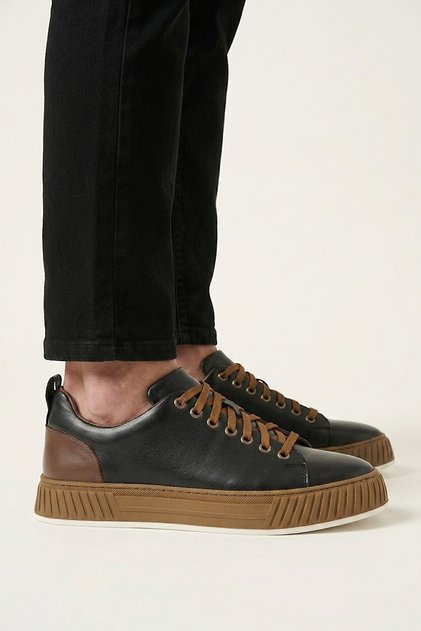, Men's Genuine Leather Casual Sneaker 161983Z870 Black