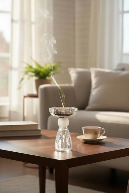 مبخرة عصرية وأنيقة مصنوعة من الكريستال الشفاف