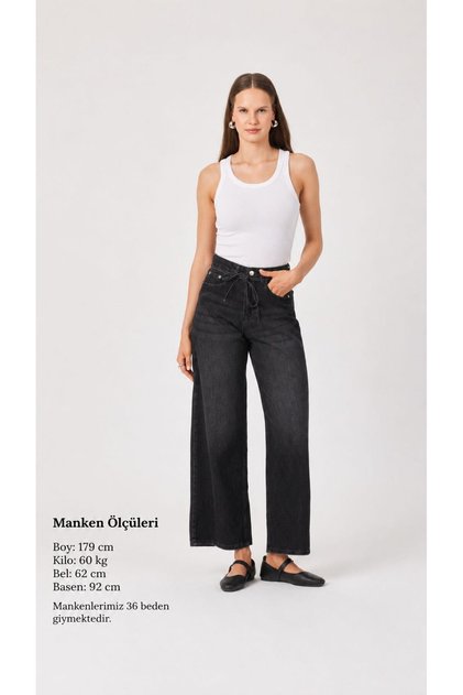 Uca Jean High Waist Wide Leg Relaxed Fit Belted Waist Women's Jean Pants