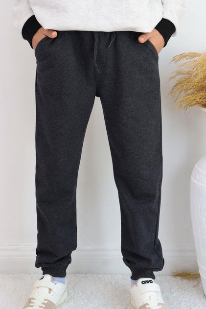 Boy's Sweatpants with Lacing Accessories and Pockets, Ages 7-11, Dark Gray Melange