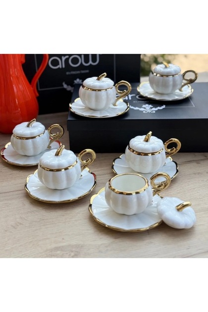 6-Piece White Pumpkin Model Coffee Cup Set