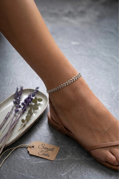 Herringbone / Fishbone Model Steel Chain Anklet |   Sea Series