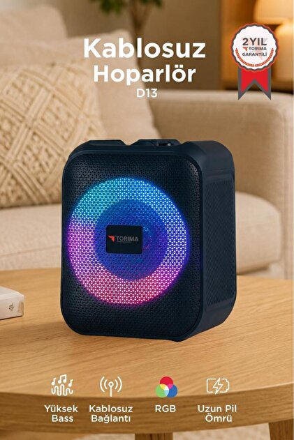 Torima Bluetooth Hoparlör Rgb Işıklı Taşınabilir Speaker D13 Mavi