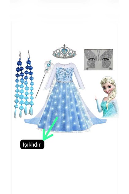 Light-Up Eellsaa Anna Frozen Costume Dress +Elsaperukmavibubbleshair + Elssash-Asa+Face Mask Birthday Party Set