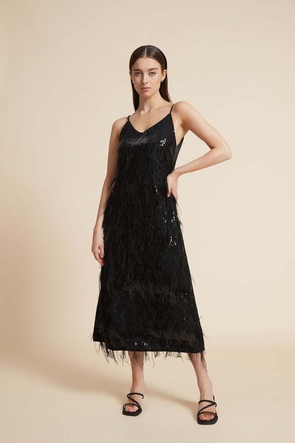 V-Neck Midi Dress with Simple Straps