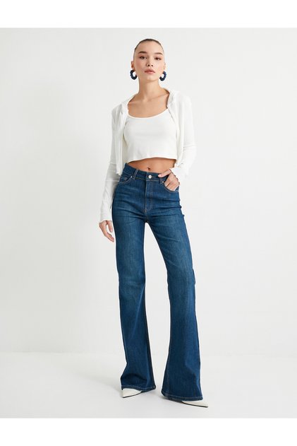 Spanish Style Jeans Slim Fit Standard Waist Stretch Cotton with Pockets - Flare Jeans