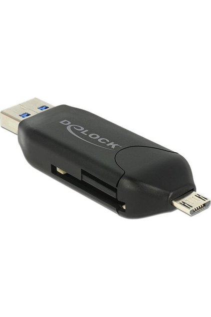 Cititor de carduri Micro USB OTG + mufă USB 3.0 A (negru)