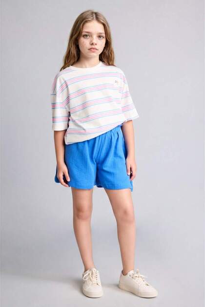 100% Cotton Muslin Elastic Waist Shorts for Girls I0059A826Hs